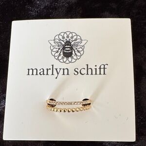 Marlyn Schiff Gold Double Band Crystal Accent Ring